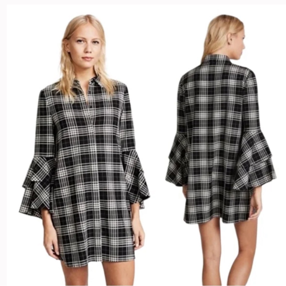 Alice & Olivia Jem Bell Sleeve Shirt Dress Size small